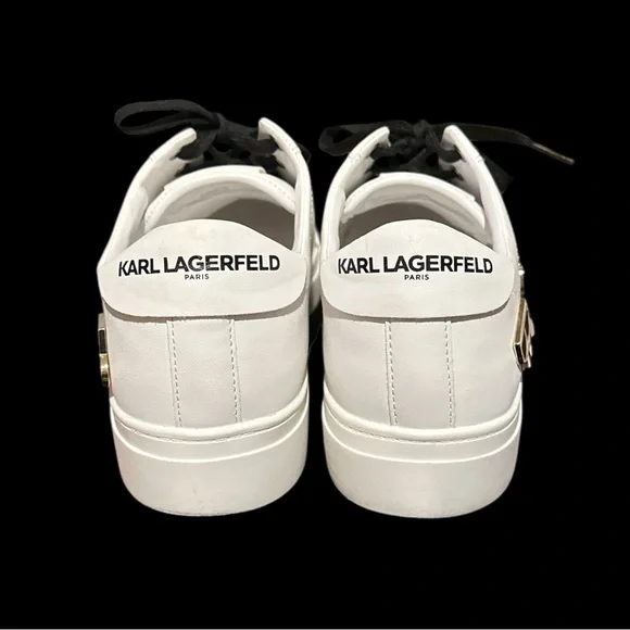 Karl Lagerfeld 9.5 pinned Cambie Women’s Sneakers White Logo low top - Picture 9 of 12